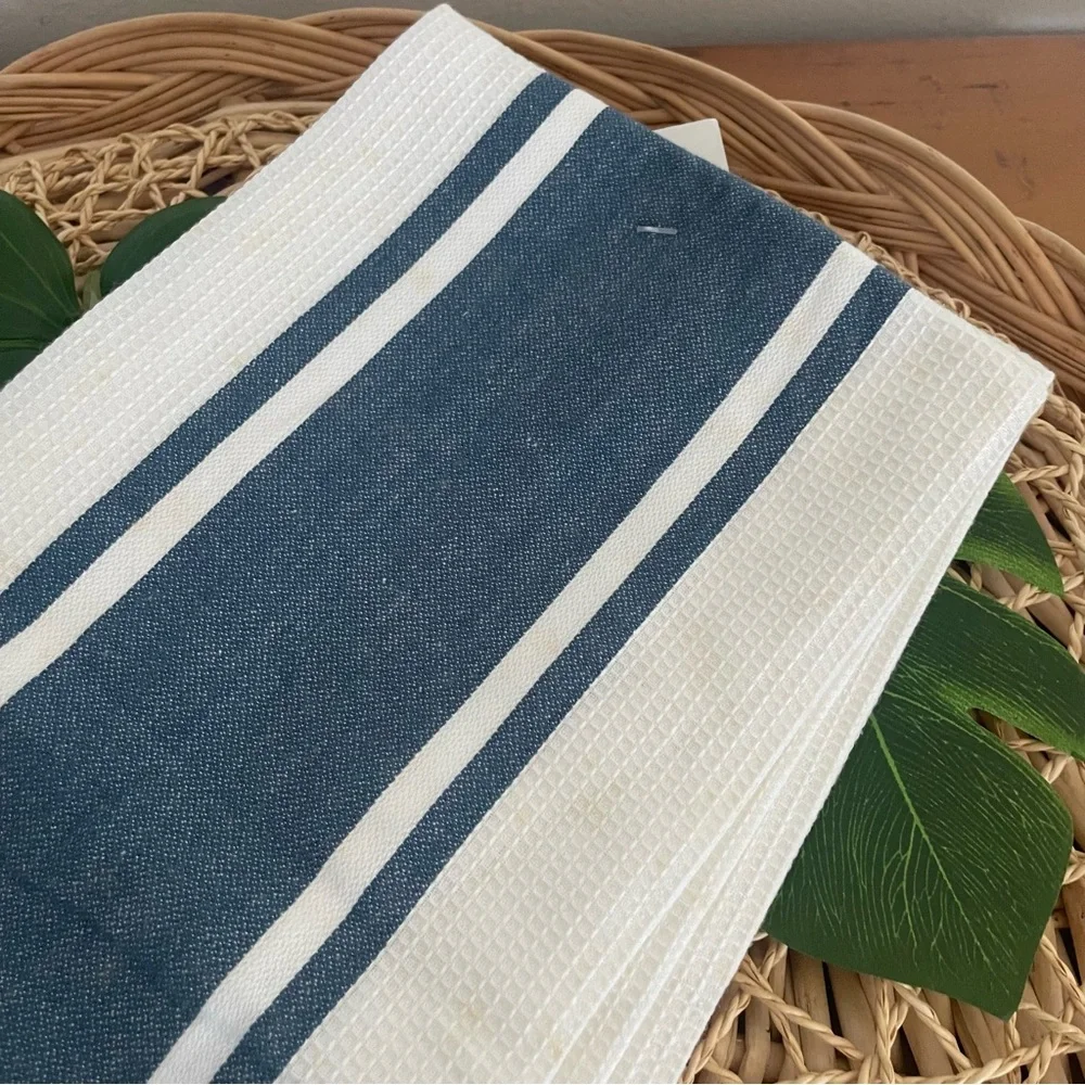The Gourmet Collection Blue & White Striped Kitchen Towels Set of 2 NWT